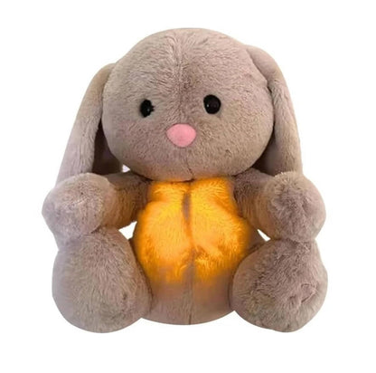 Belro breathing stuffed animal bunny wearing men's clothing, soft plush toy with detailed bunny features and cozy fabric.