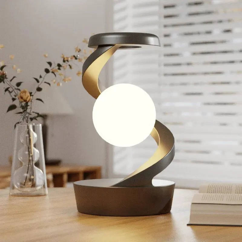 Belro levitating moon lamp with gesture control and wireless charging, showcasing a glowing moon suspended in mid-air.