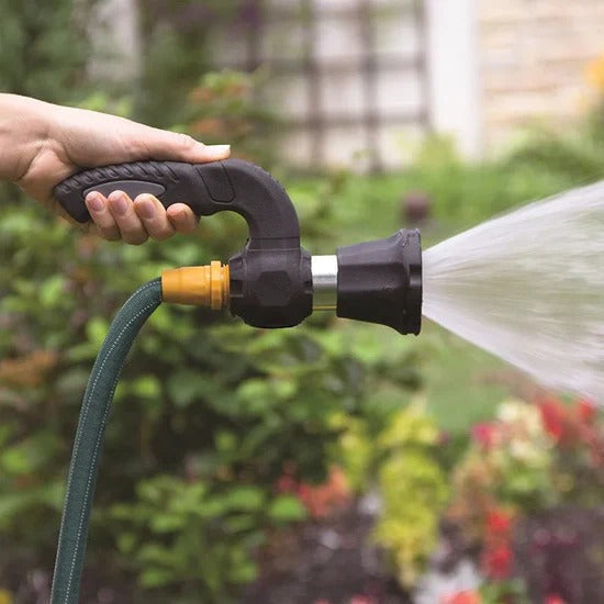 Belro portable high pressure water sprayer, handheld garden gun for plants, shown in use outdoors for watering and gardening.
