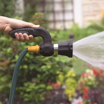 Belro portable high pressure water sprayer, handheld garden gun for plants, shown in use outdoors for watering and gardening.
