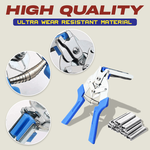 Belro Type M plier wire cage clamp set with multiple hand tools for electrical and hardware tasks, displayed on a workbench.
