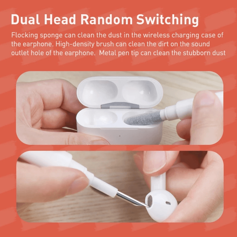 Belro 5-in-1 keyboard and earphone cleaner with various cleaning tools for electronics, shown with cleaning brushes and tips.