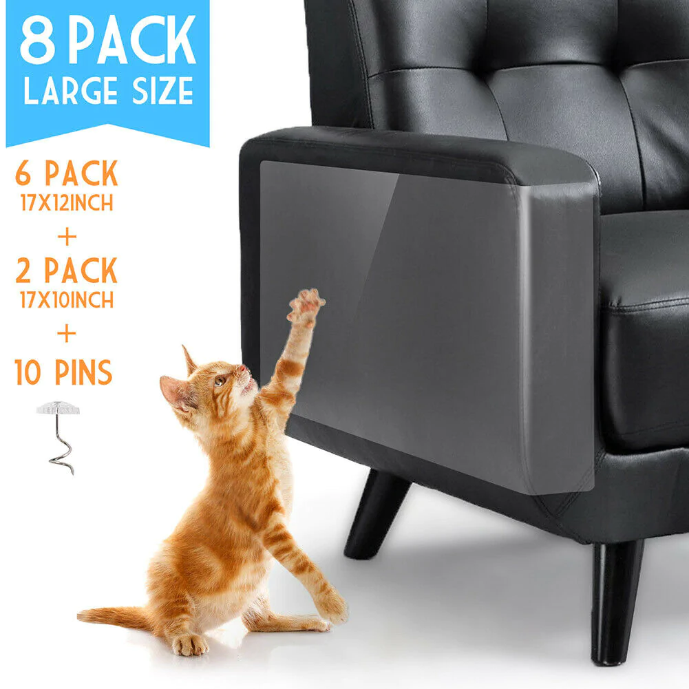 Set of 8 Belro cat scratch furniture protector guards for sofas, anti-scratch couch pads to prevent pet damage.