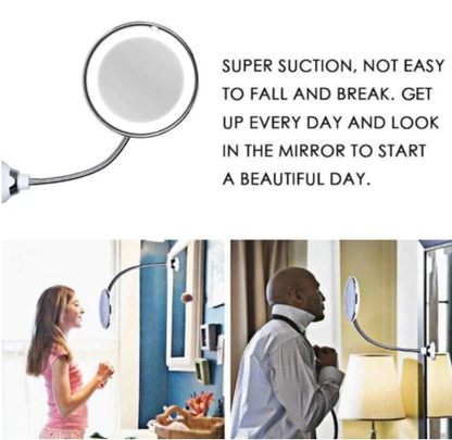 Belro 10X Magnifying LED Lighted Flexible Mirror for makeup and beauty, featuring bright illumination and adjustable positioning.