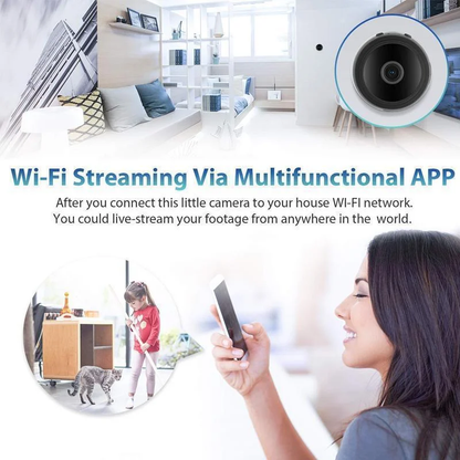 Belro 1080p magnetic WiFi mini security camera showing compact design with adjustable mount and lens for home surveillance.