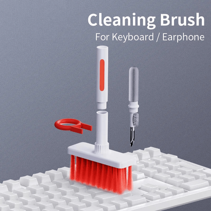 Belro 5-in-1 keyboard and earphone cleaner with brushes, cleaning gel, and tools for electronics maintenance.