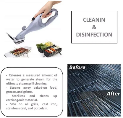 Belro barbecue grill cleaning brush with metal scraper, outdoor steam cleaning tool for charcoal grills and BBQs, durable kitchen accessory