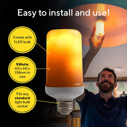Belro LED Flame Effect Light Bulb glowing with flickering flame design, ideal for decorative electronic lighting.
