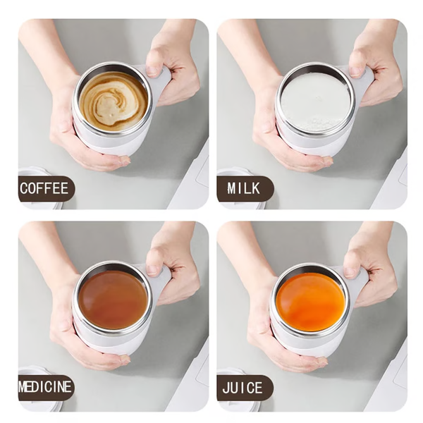 Belro automatic self-stirring magnetic coffee cup with sleek design, electronic home appliance for easy mixing of beverages.