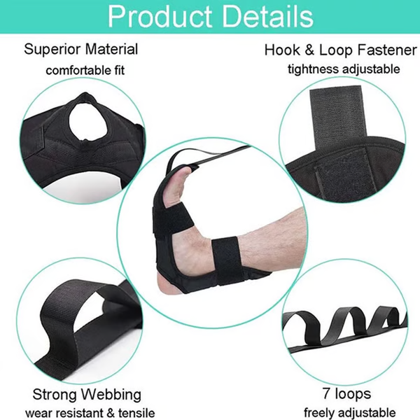 Belro men's yoga stretching strap for rehabilitation and training, shown laid flat with adjustable length and sturdy fabric.