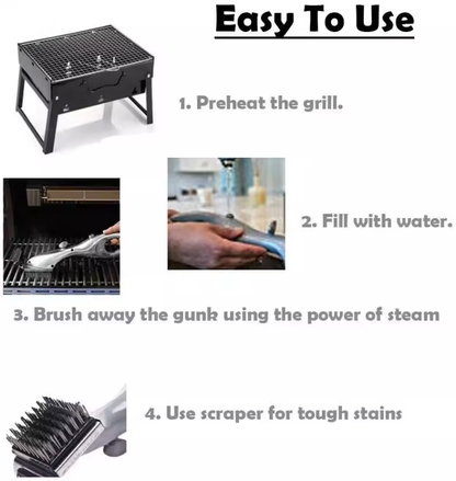 Belro outdoor barbecue grill steam cleaning brush with scraper for cleaning charcoal grills in home and garden kitchen areas