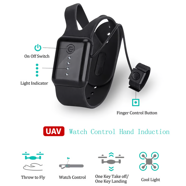 Belro hand-controlled drone with LED lights and gesture control, featuring compact design and camera for aerial photography.