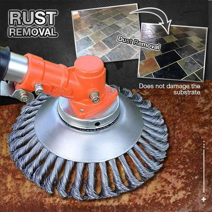 Belro carbon steel brush trimmer for men, showing the durable tool with a metallic handle and sharp cutting blades.