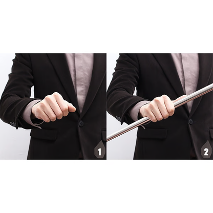 Belro Pocket Staff Magic Telescopic Stick extended, showing its compact design and durable metal construction for easy portability.