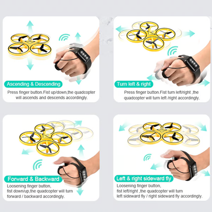 Belro hand-controlled drone with LED lights and gesture control, featuring a compact design and remote-free operation.