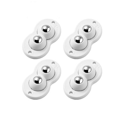Set of four Belro self-adhesive casters for furniture or equipment, showing sturdy wheels attached to a surface.