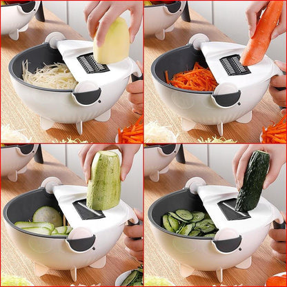 Belro 7-in-1 chopper and vegetable slicer with multiple blades for efficient food prep in a modern kitchen.