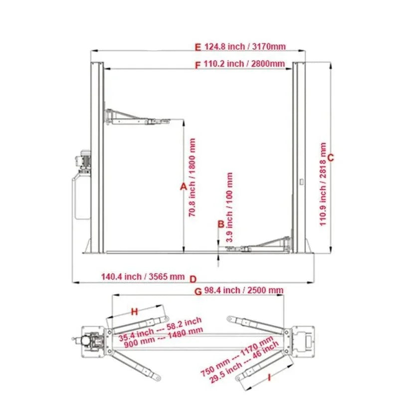 Casavibeo KATOOL KT-H105 two-post vehicle lift with 10,000 lbs capacity, showing the lift arms and vehicle support structure.