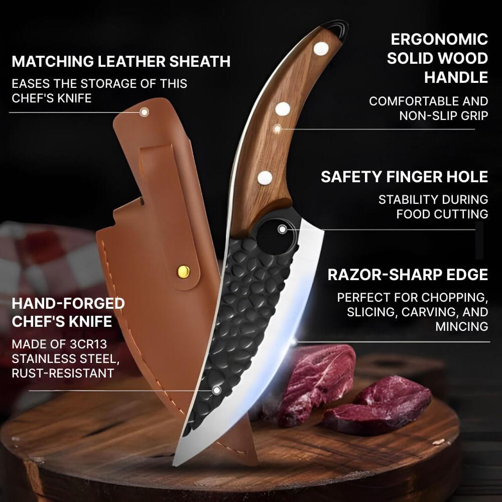 Belro Japanese kitchen knife with a sharp stainless steel blade and elegant wooden handle, ideal for precision slicing.