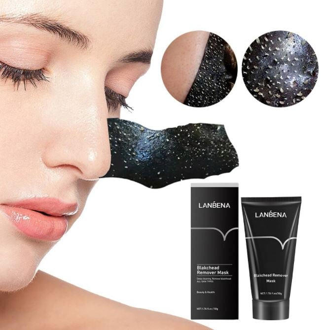 Belro blackhead mask applied on nose, part of skin care routine, in a beauty and health skincare setting.