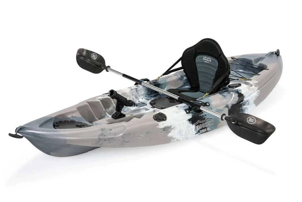 Casavibeo Brooklyn 9.0 single kayak on water, featuring sleek design and vibrant color, ideal for solo kayaking adventures.