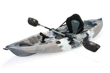 Casavibeo Brooklyn 9.0 single kayak on water, featuring sleek design and vibrant color, ideal for solo kayaking adventures.