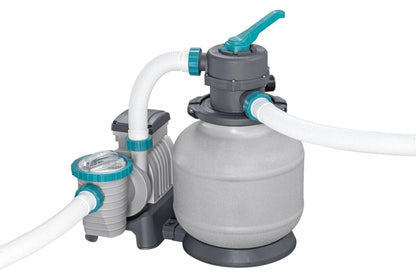 Casavibeo Bestway APX 365 22-foot round above ground swimming pool with pump and ladder, set up outdoors with clear water.