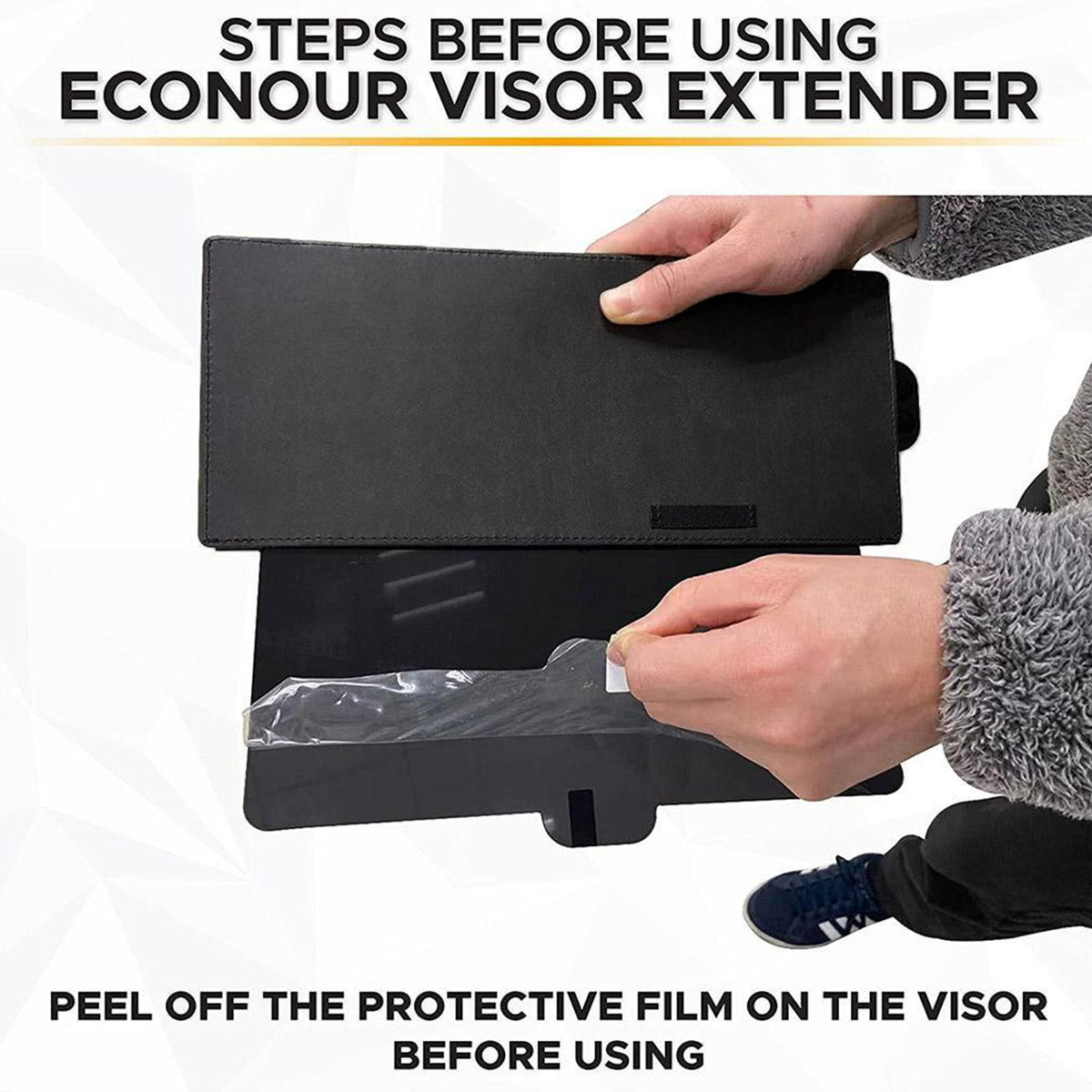 Belro sun visor for car, electronic accessory designed to reduce glare and improve driving comfort, shown in the image.