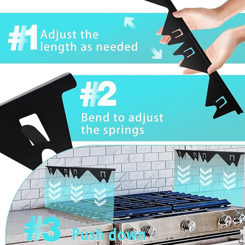 Belro stove gap cover in a kitchen, designed to seal gaps between stove and countertop for a clean, functional look.