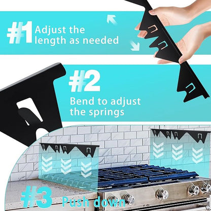 Belro stove gap cover in a kitchen, designed to seal gaps between stove and countertop for a clean, functional look.