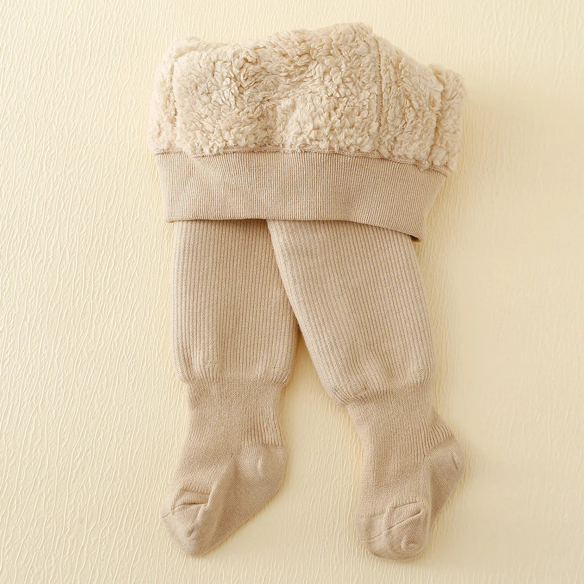 Kids winter fleece-lined leggings in khaki color from Belro, featuring soft, warm fleece lining and stretchy fabric for comfortable wear.