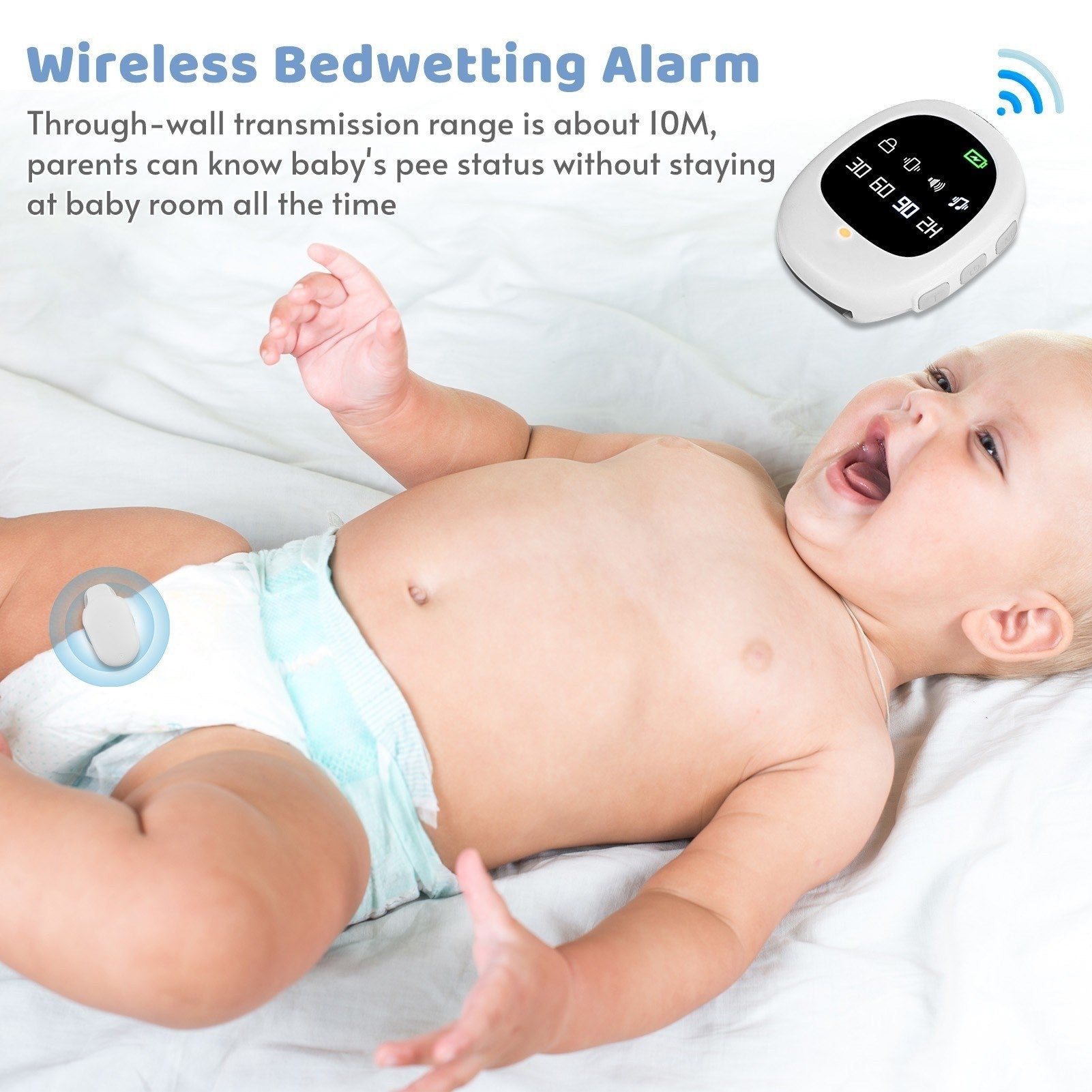 Wireless bedwetting alarm watch for kids and elders by GETDECO, featuring a wristband design for potty training and nighttime alerts.