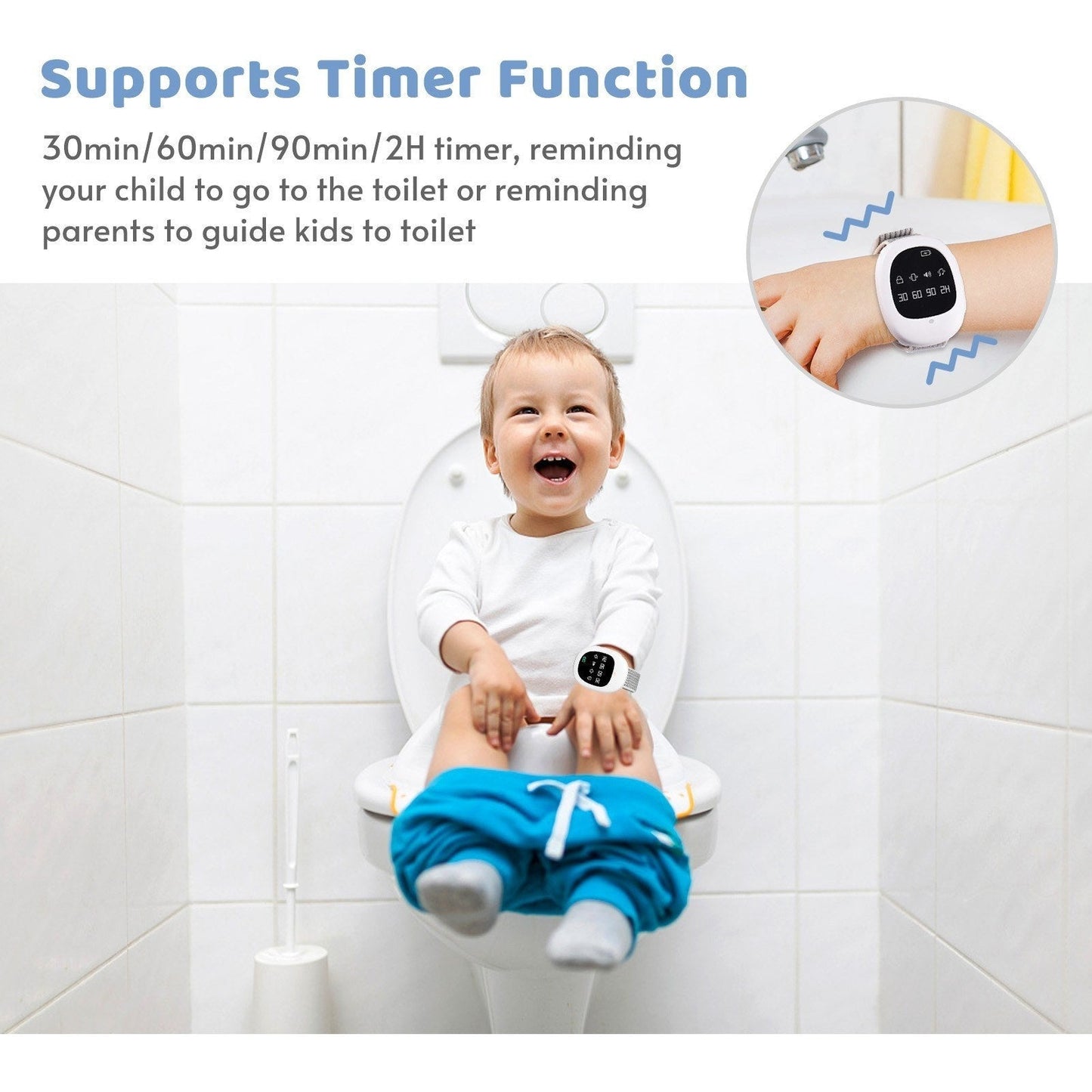 Wireless bedwetting alarm watch for kids and elders by GETDECO, featuring a wristband design for potty training and nighttime alerts.