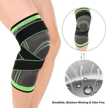Belro knee brace compression sleeve with patella stability straps, designed for knee support and injury prevention.
