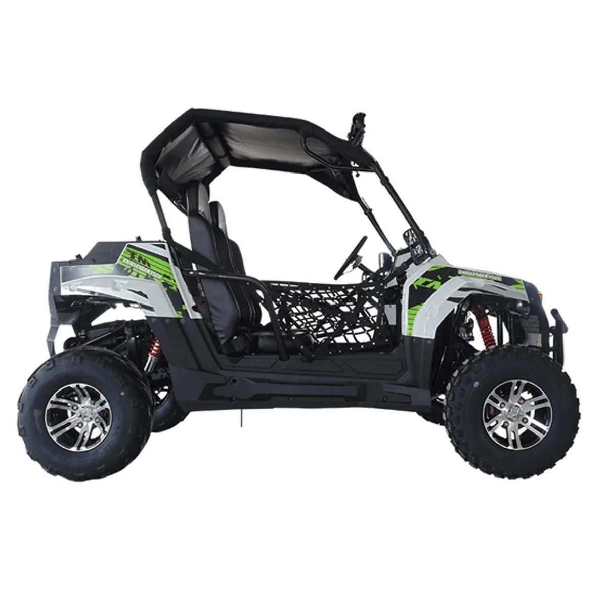 Casavibeo TrailMaster Challenger 200x go-kart and UTV side-by-side with rugged tires and sporty design, ready for outdoor adventure.