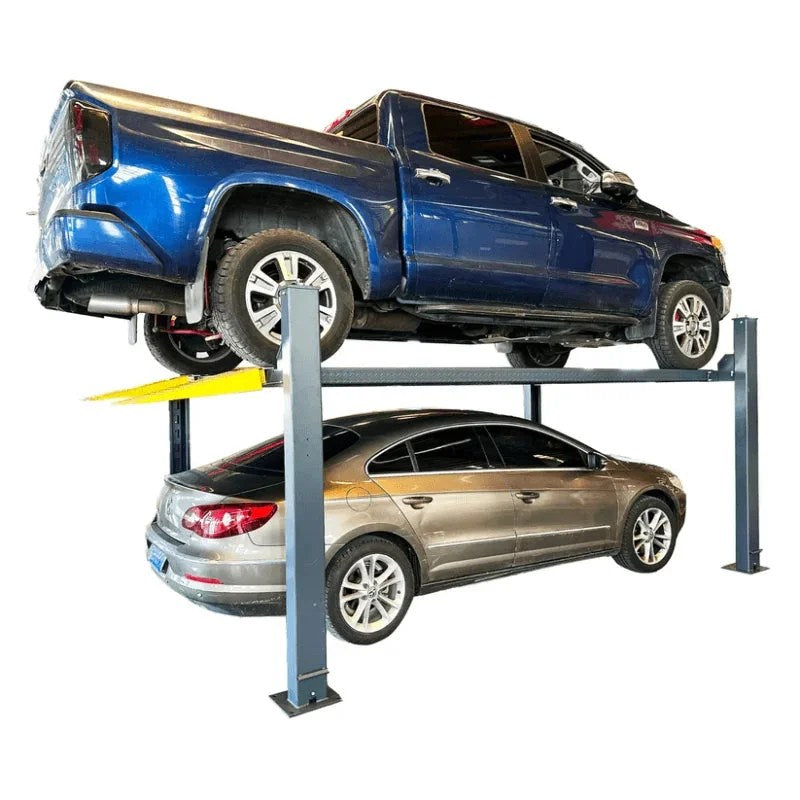 Casavibeo KT-4H850 4-post vehicle storage lift with 8,500lb capacity, showing the sturdy structure and lifting platform.