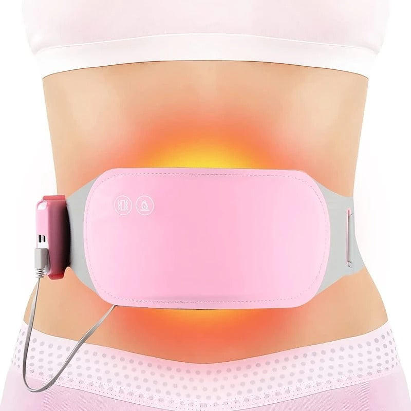 Belro menstrual heating belt for pain relief, showing adjustable belt with heating pad for abdominal comfort and support.