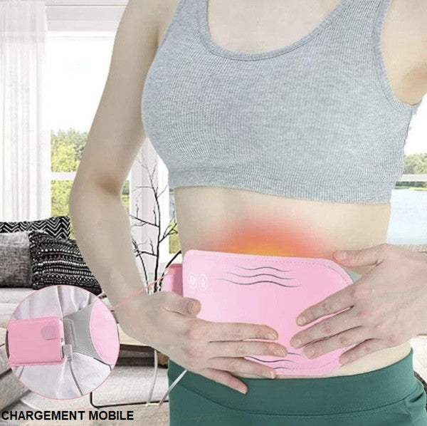 Belro menstrual heating belt worn around the waist, providing pain relief and comfort for menstrual cramps.