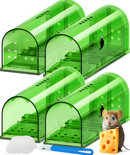 Belro 4-pack mouse traps for outdoor pest control, featuring metal spring mechanisms and compact design for effective mouse trapping.