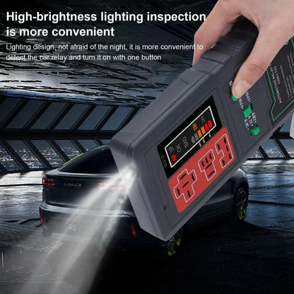 GETDECO LED display car relay tester for 12V/24V vehicles, 4-pin and 5-pin automotive relay testing tool with large capacity battery