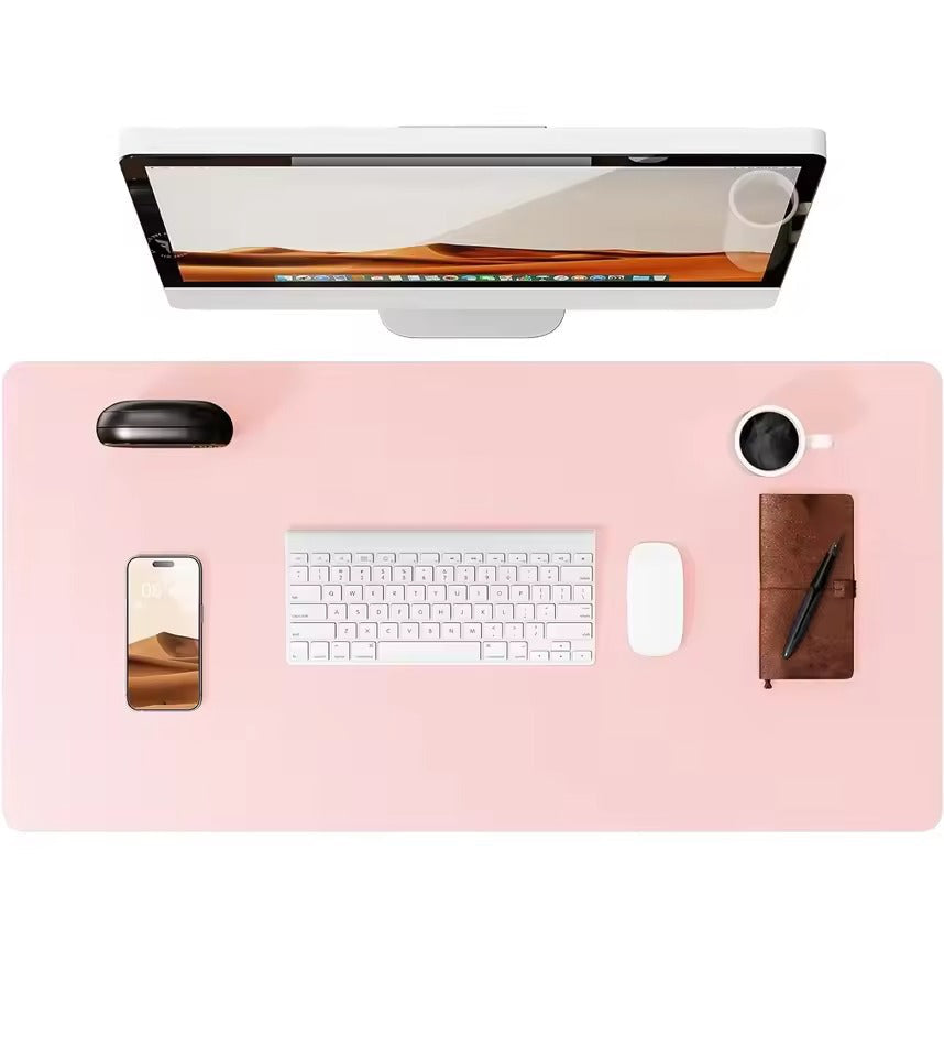 Light pink leather desk mat from Belro, ideal for home and garden desks, adding style and protection to your workspace.