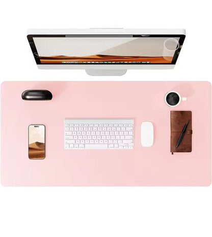 Light pink leather desk mat from Belro, ideal for home and garden desks, adding style and protection to your workspace.