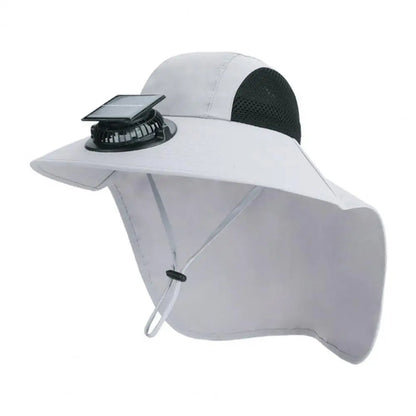 Light grey solar fan hat by Belro with wide brim, UV protection, perfect for sun protection and outdoor activities.