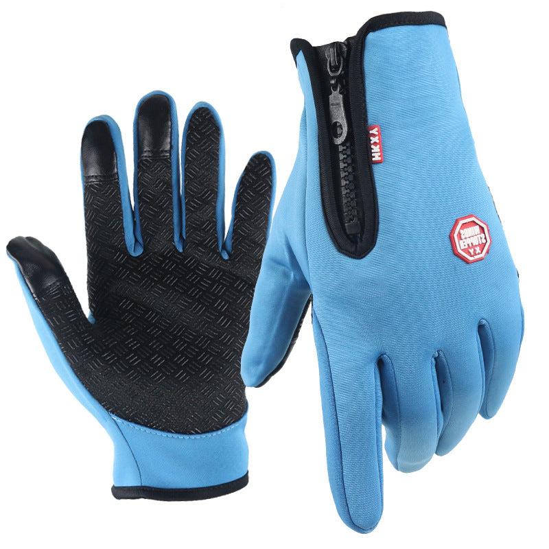 Light blue unisex thermal gloves by Belro, ultra-thin fleece gloves with touch screen compatible design for winter accessories.