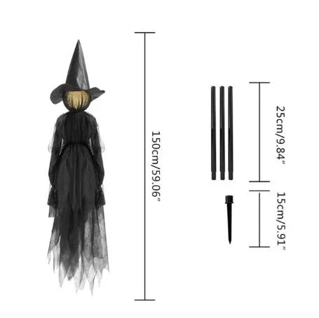 Belro lighted Halloween witch stake prop with glowing features, perfect for outdoor Halloween witches decor and spooky yard display.