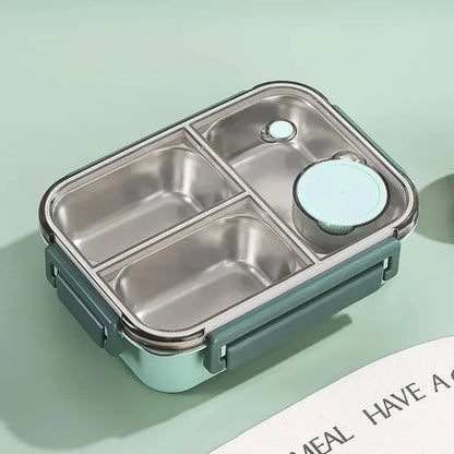 DecorsDeluxe stainless steel bento lunch box with multiple compartments and leakproof design for meal storage.