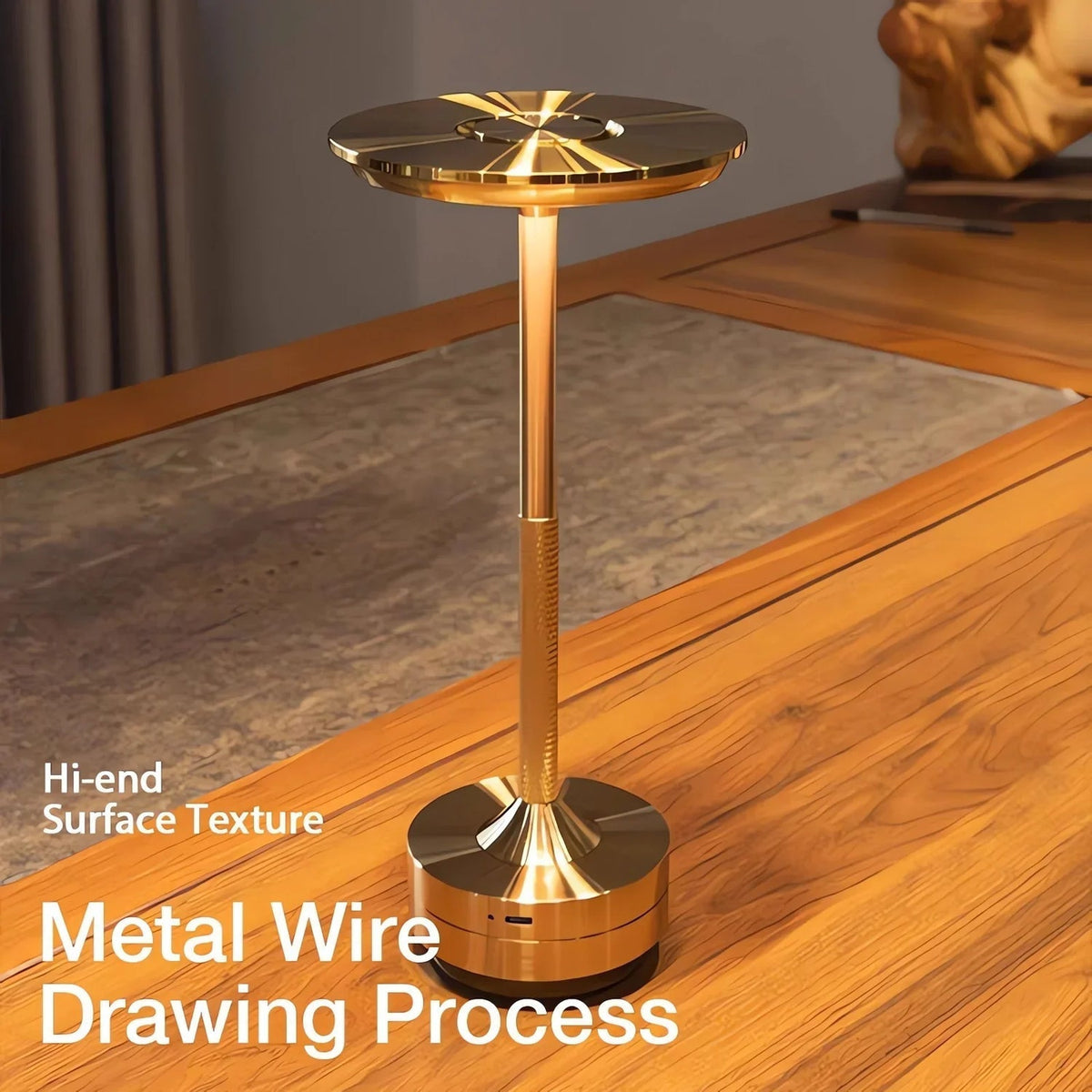 Belro Cable-Free Rechargeable Modern Aura Table Lamp with sleek design and illuminated base, ideal for modern night lighting.