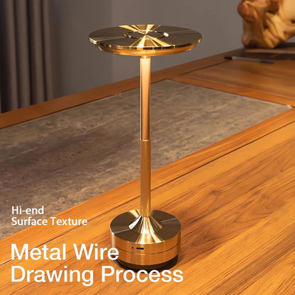 Belro Cable-Free Rechargeable Modern Aura Table Lamp with sleek design and illuminated base, ideal for modern night lighting.