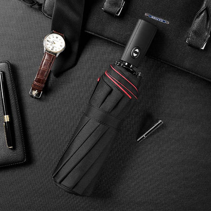 Belro windproof umbrella with sturdy canopy and ergonomic handle, designed to resist strong winds and keep you dry.