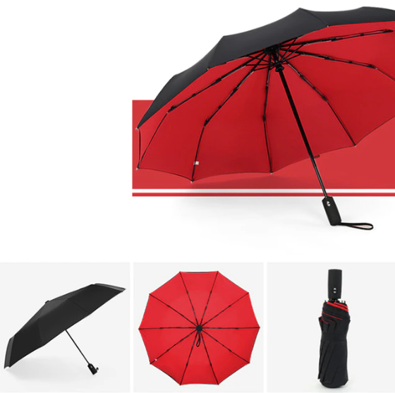 Belro windproof umbrella with sturdy canopy and automatic open mechanism, designed to withstand strong gusts in outdoor weather.
